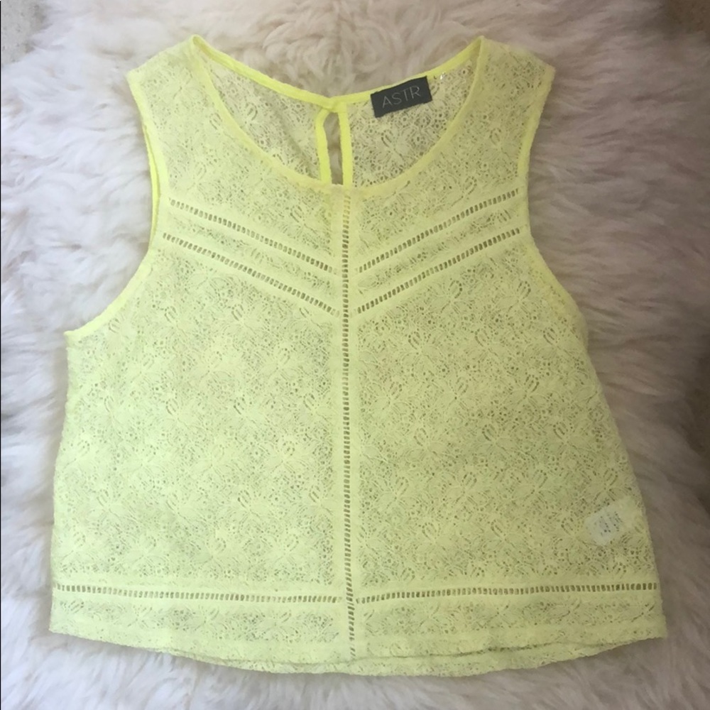 ASTR Yellow Eyelet Tank Top